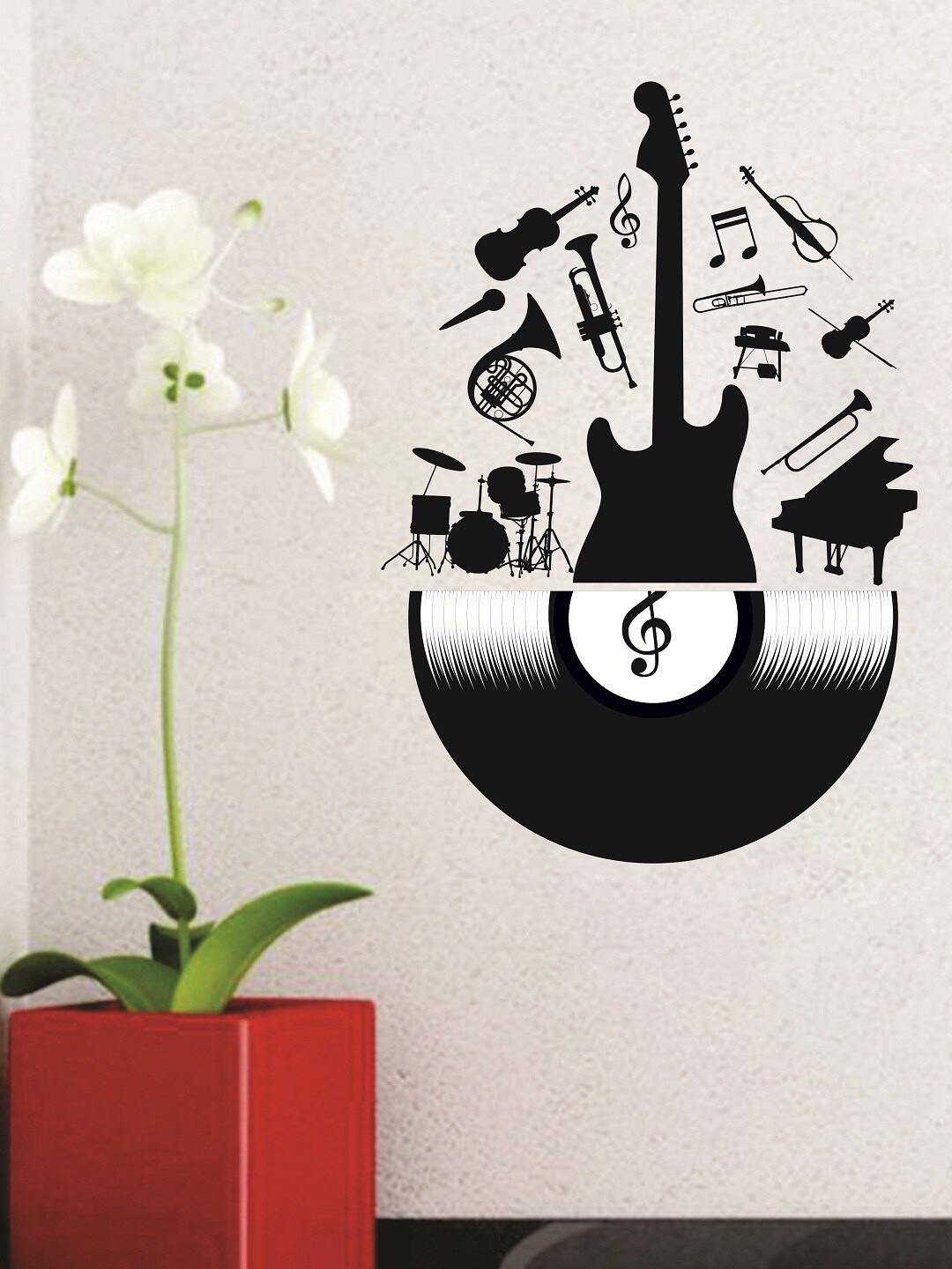 WALLSTICK Black Musical Instruments Large Vinyl Wall Sticker