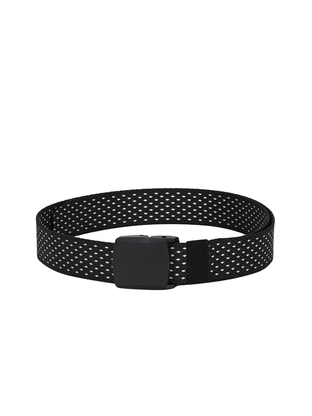 

Calvadoss Men Black & Off-White Woven Design Canvas Belt