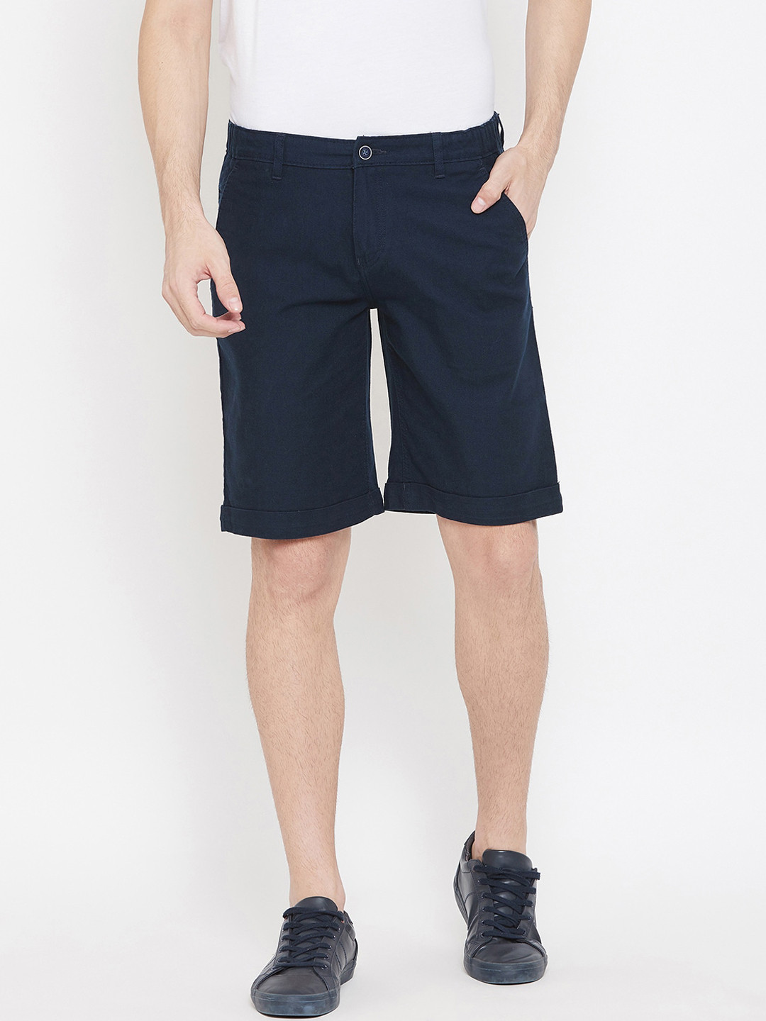 

Crimsoune Club Men Navy Blue Solid Slim Fit Regular Shorts