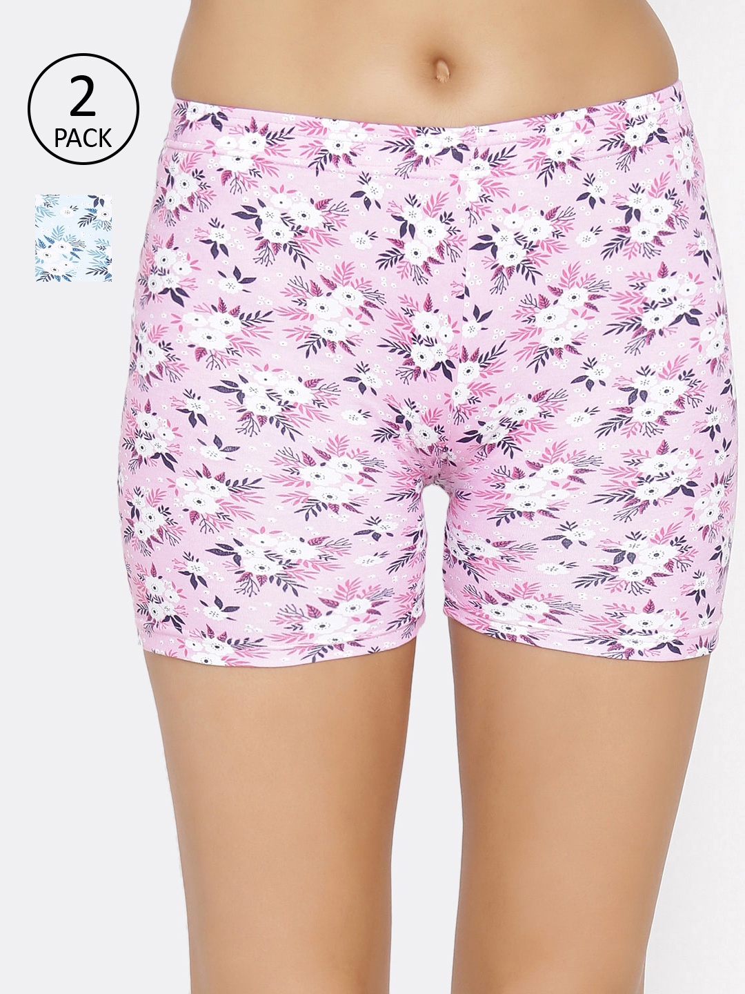 

Lady Lyka Women Pack Of 2 Printed Boy Shorts C-SHORT-PT-26-27, Turquoise blue