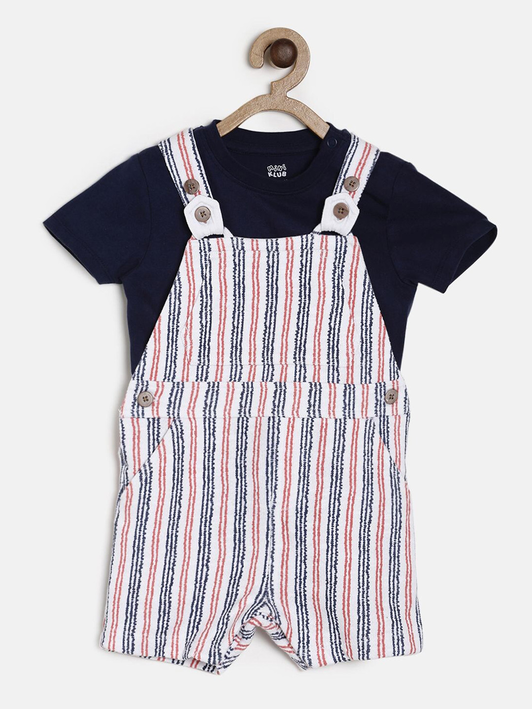 

MINI KLUB Boys Multicoloured Solid T-shirt & Dungaree, Multi