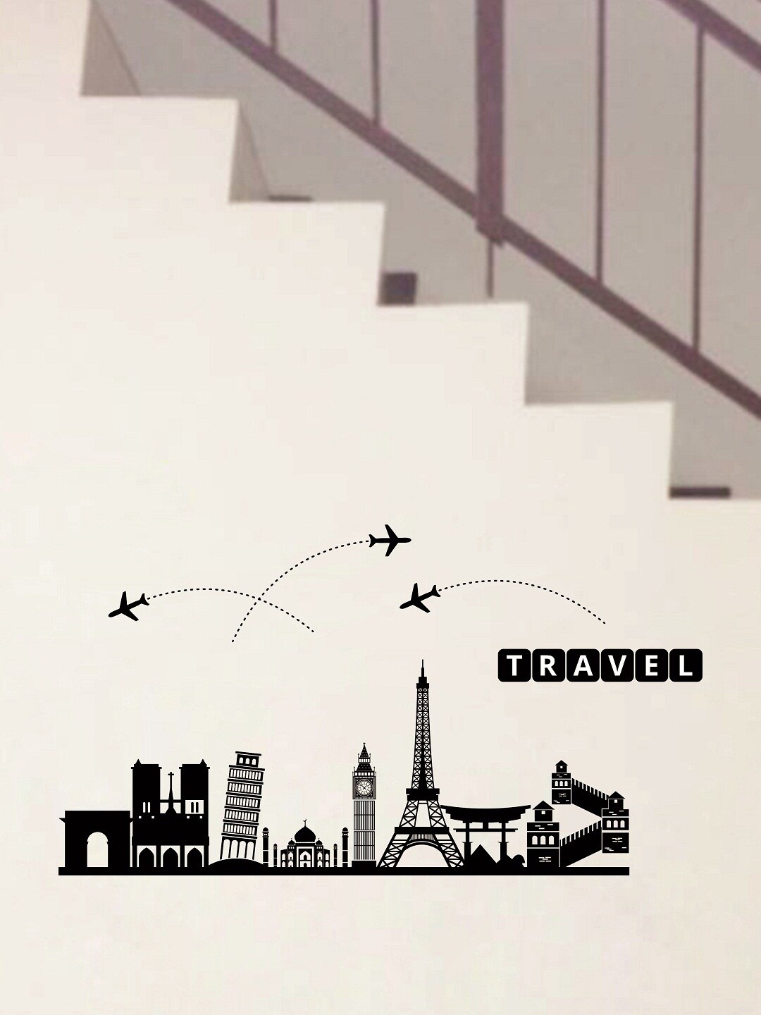 

WALLSTICK Black Travel Large Vinyl Wall Sticker
