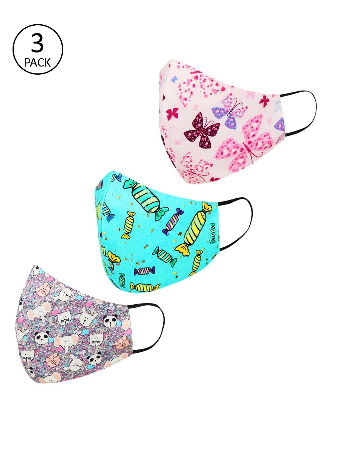 

Tossido Kids 3Ply 3Pcs Protective Outdoor Face Masks, Green