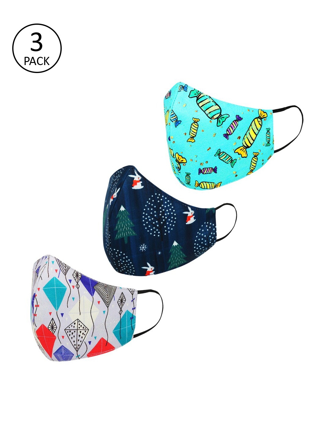 

Tossido Kids 3Ply 3Pcs Protective Outdoor Face Masks, Blue