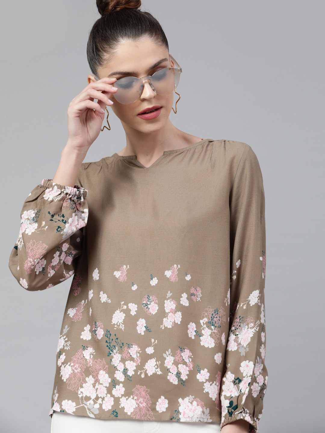 

STREET 9 Women Beige Floral Printed Top