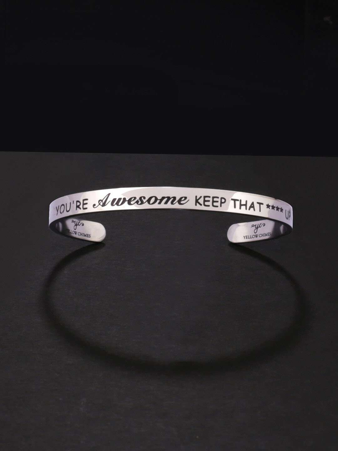 

Yellow Chimes Unisex Stainless Steel Inspirational Engraved Karma Bracelets, Silver