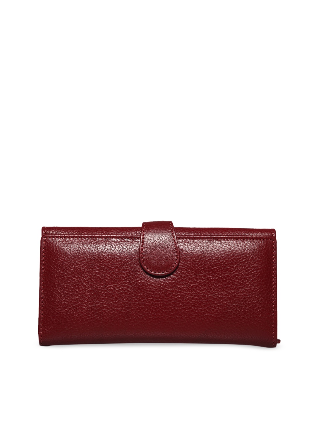 

GENWAYNE Maroon Solid Leather Clutch