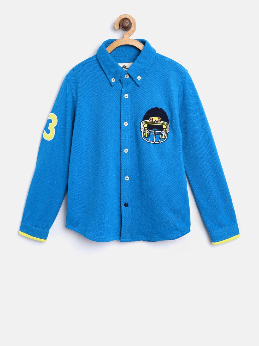 

Cherry Crumble Kids Blue Regular Fit Solid Casual Shirt