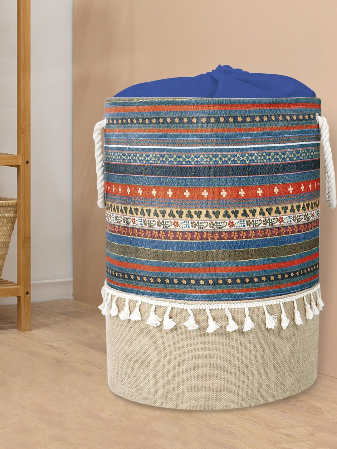 

HomeStorie Blue & Brown Printed Folding Laundry Bag With Waterproof PE Coating
