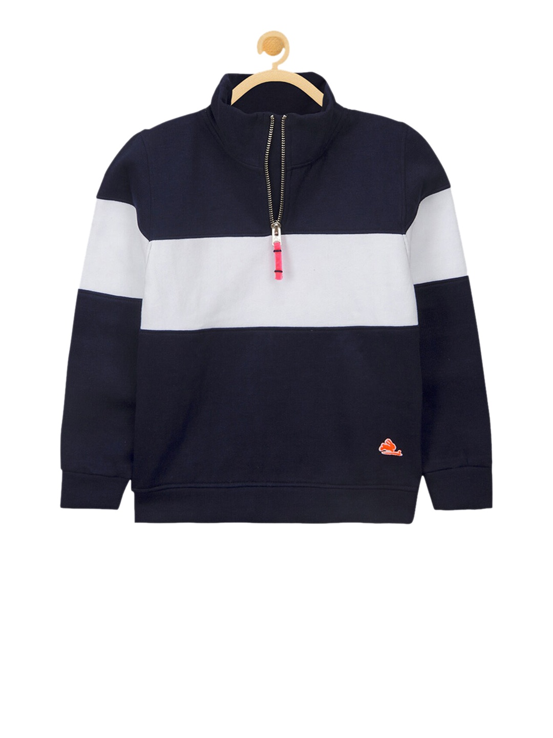 

Cherry Crumble Boys Navy Blue & White Colourblocked Sweatshirt