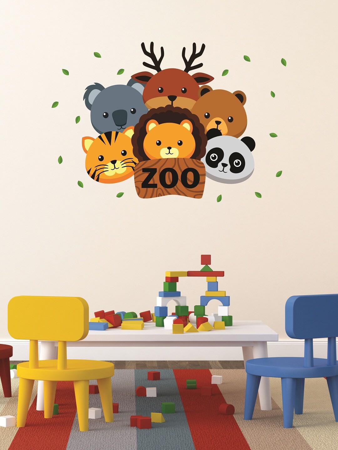 

WALLSTICK Brown & Grey Zoo Animals Large Vinyl Wall Sticker