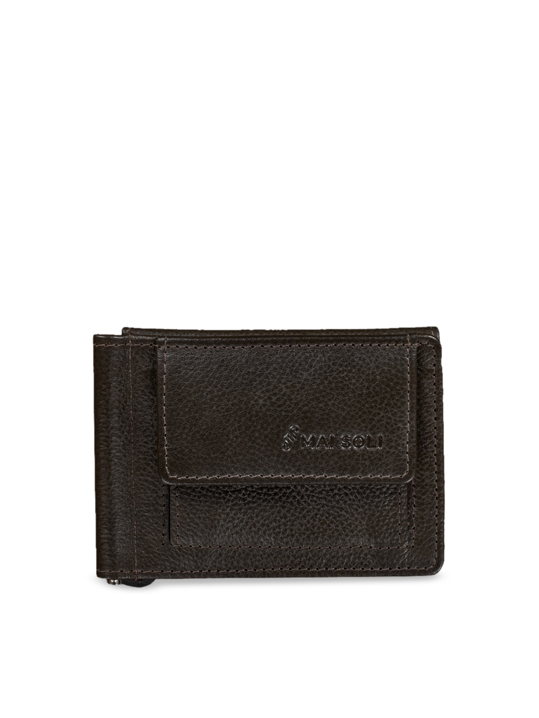 

MAI SOLI Men Grey Solid Genuine Leather Money Clip