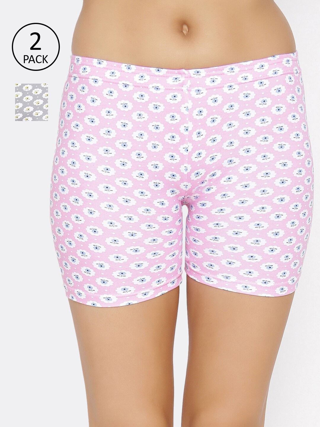 

Lady Lyka Women Pack Of 2 Printed Boy Shorts C-SHORT-PT-09-07, Grey