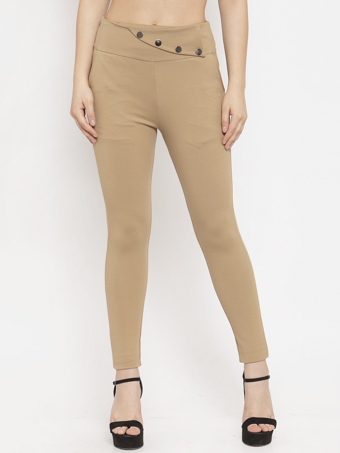 

Clora Creation Women Beige Solid Treggings