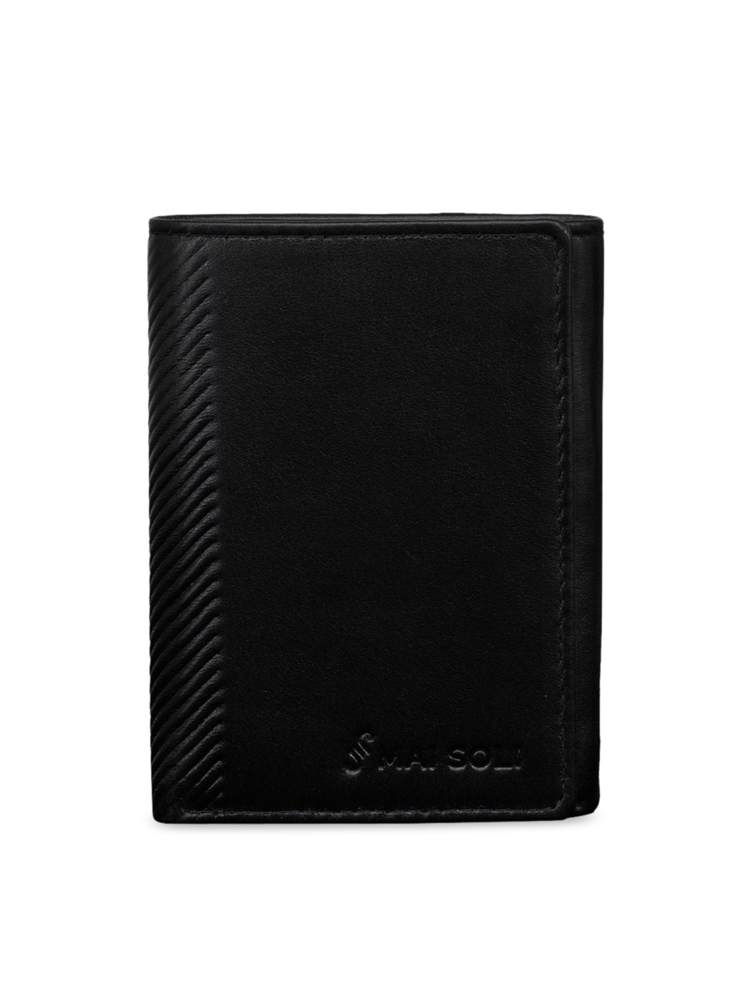

MAI SOLI Men Black Solid Leather Three Fold Wallet