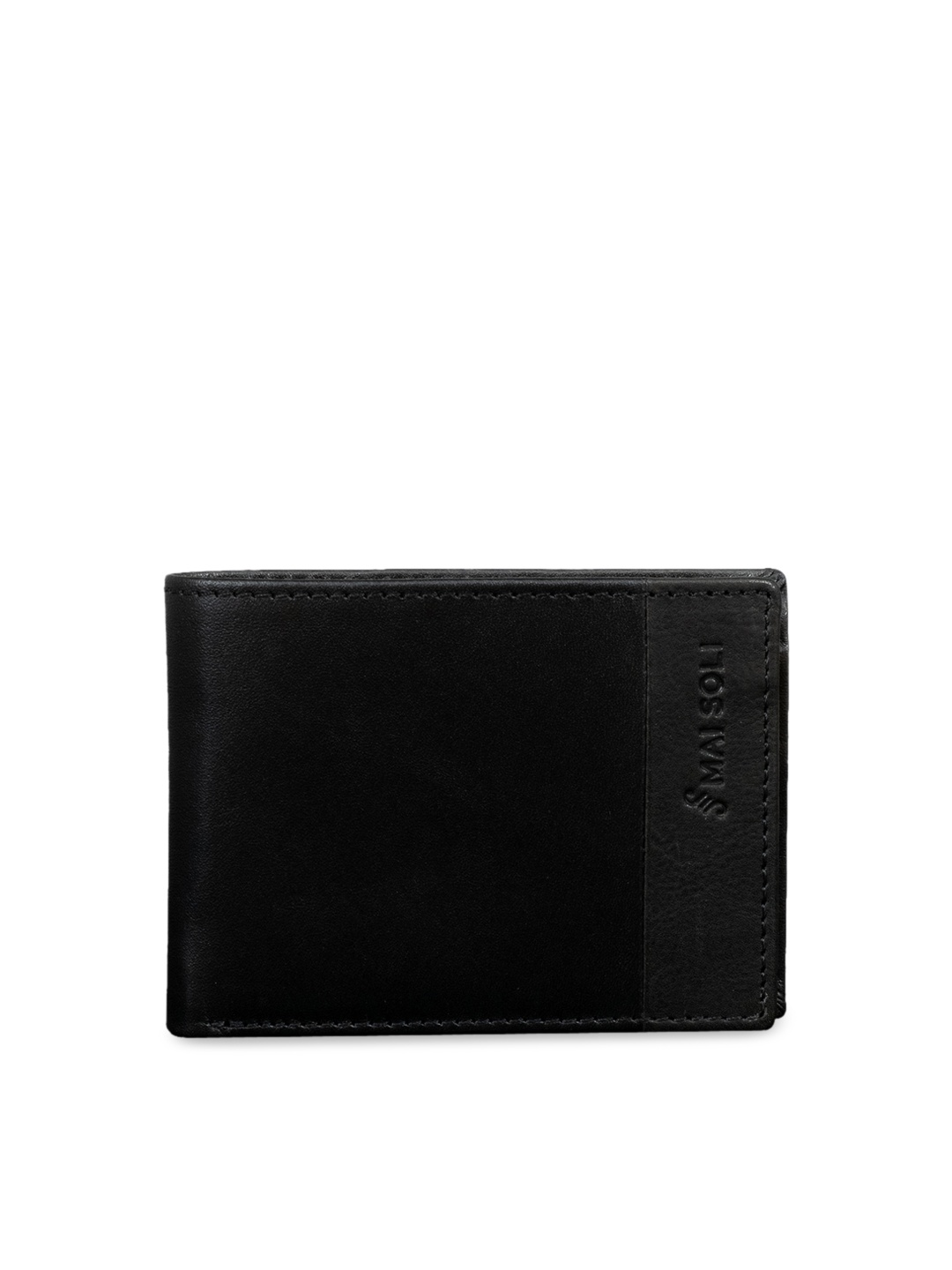 

MAI SOLI Men Black Solid Slim Two Fold Leather Wallet