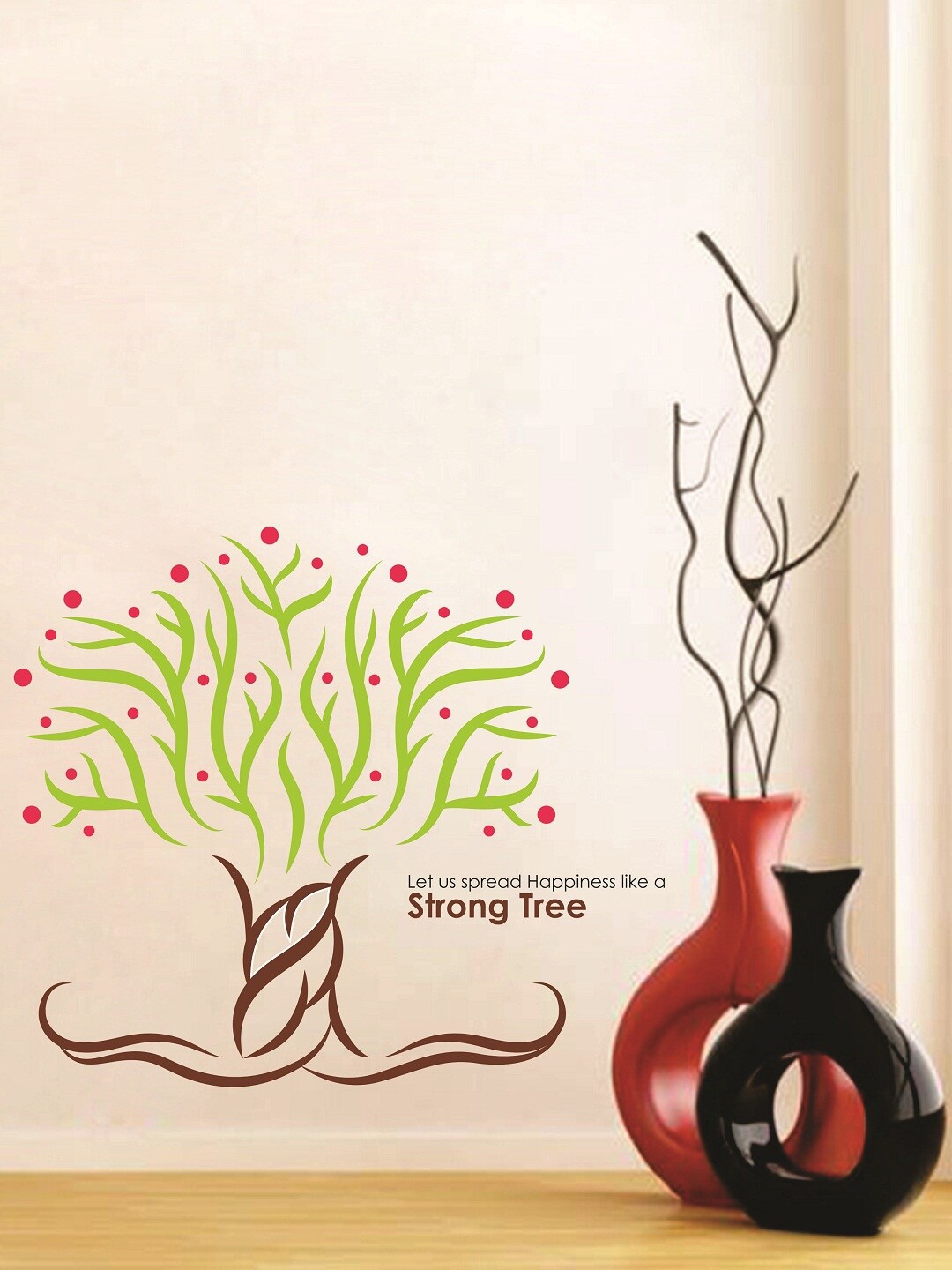 

WALLSTICK Green & Pink Strong Tree Large Vinyl Wall Sticker