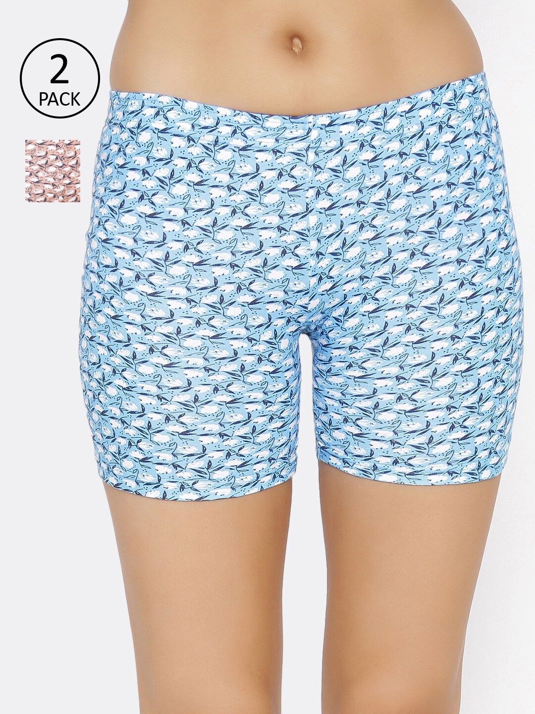

Lady Lyka Women Pack Of 2 Printed Boy Shorts C-SHORT-PT-11-12, Beige