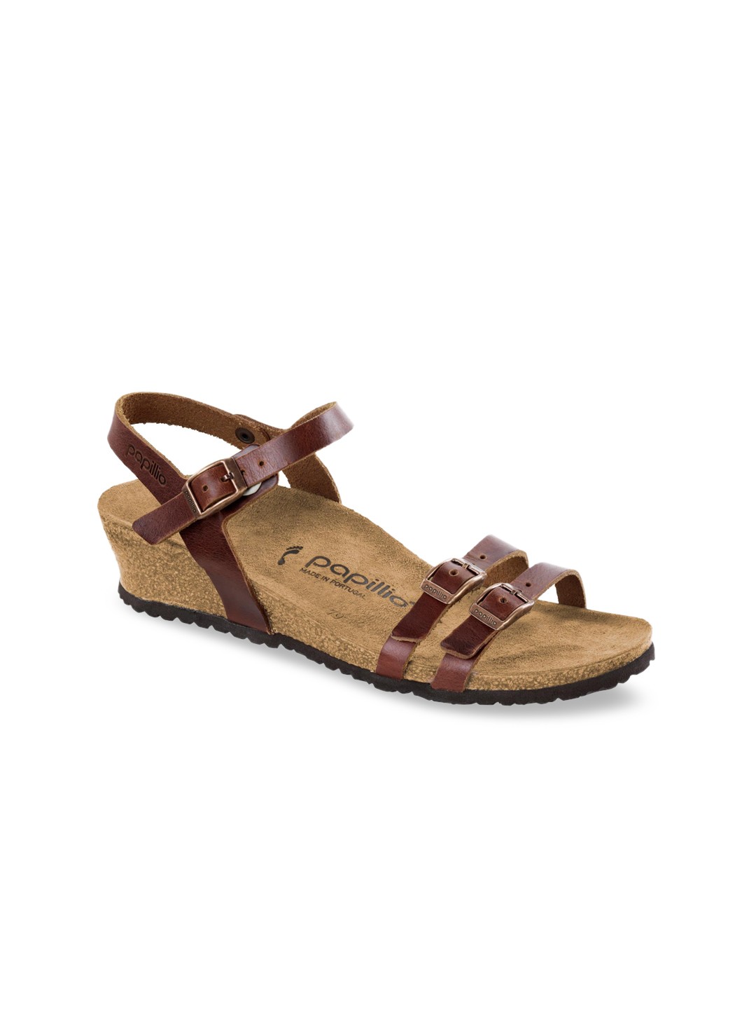 

Birkenstock Women Brown Solid Narrow Width Leather Lana Heels