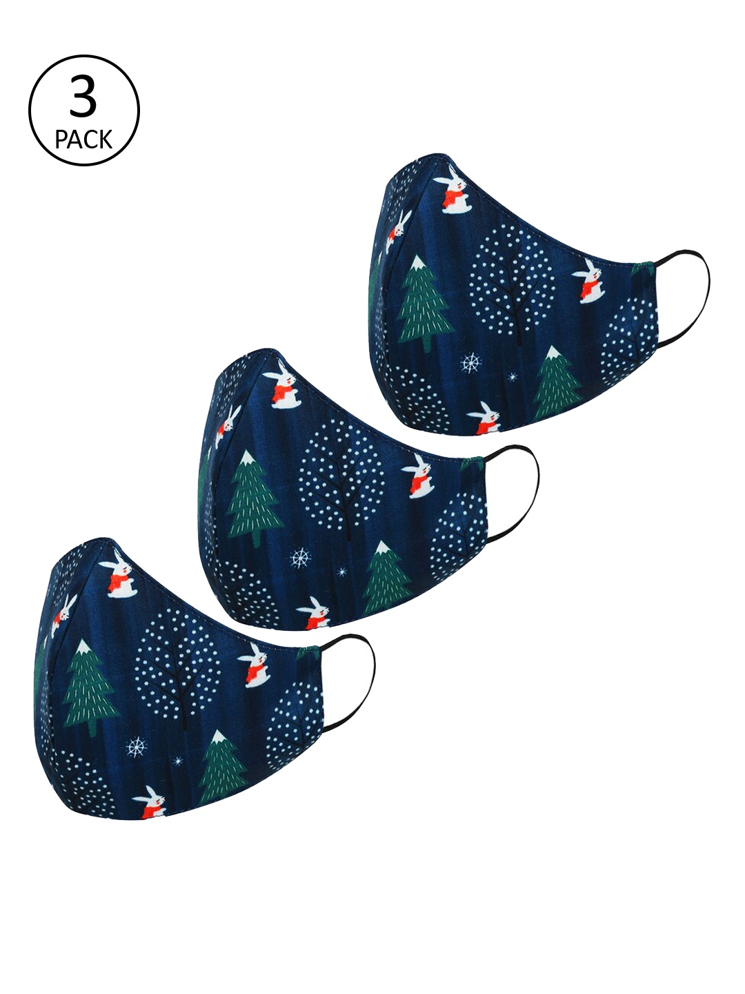 

Tossido Kids Pack Of 3 Reusable 3-Ply Cloth Masks, Navy blue