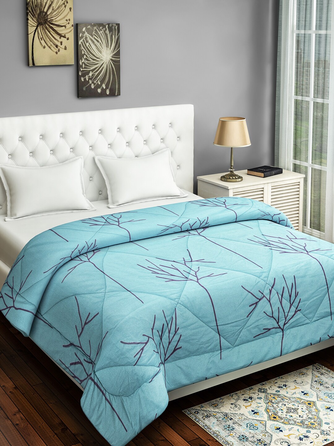 

SWAYAM Blue Abstract AC Room 150 GSM Double Bed Comforter