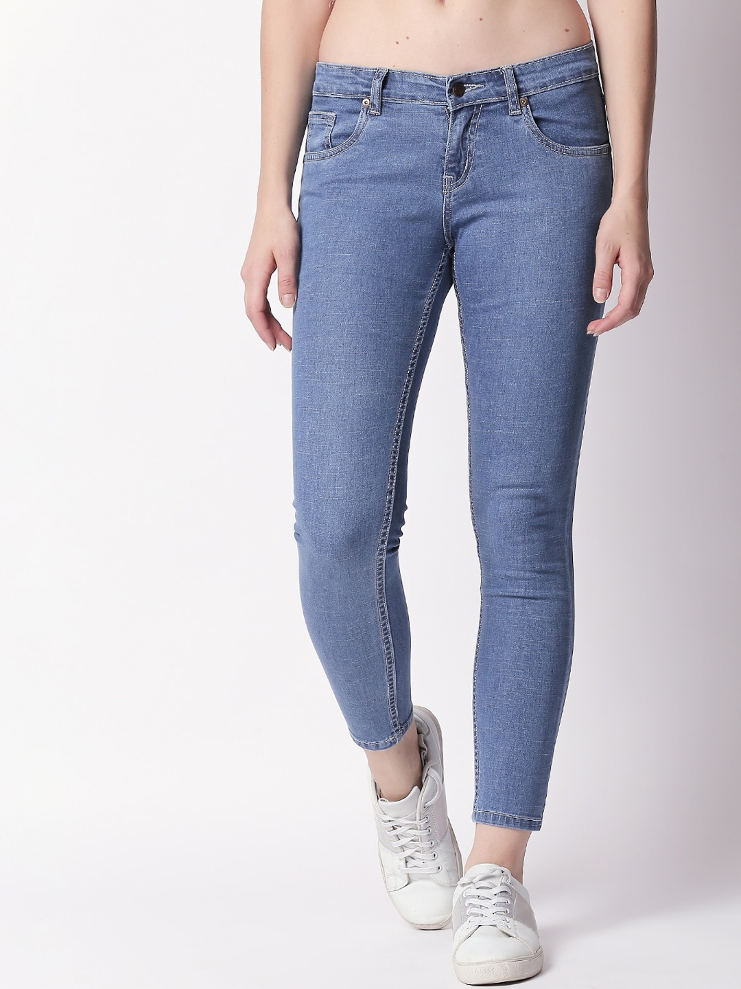 High Star Women Blue Slim Fit Mid-Rise Clean Look Jeans