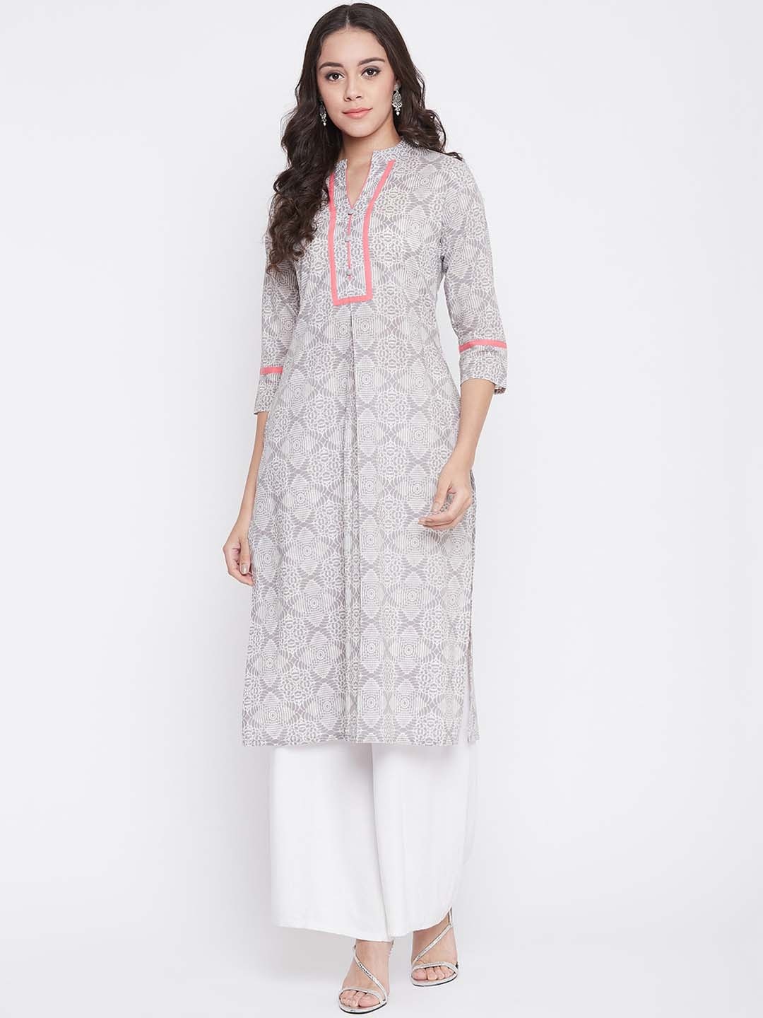 

ETHNIC STREET Women Grey Printed Straight Kurta