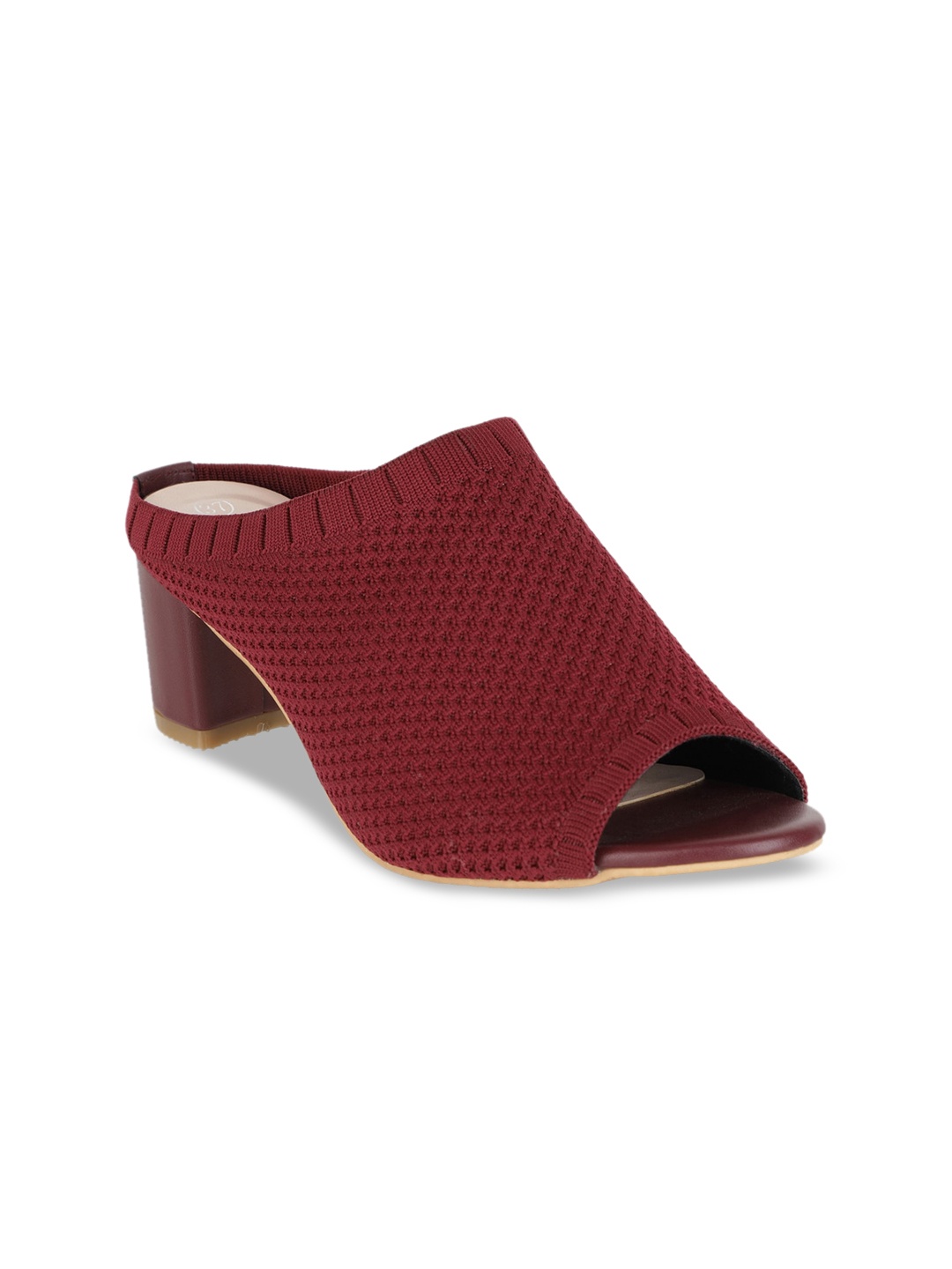 

Sherrif Shoes Women Maroon Woven Design Heeled Mules