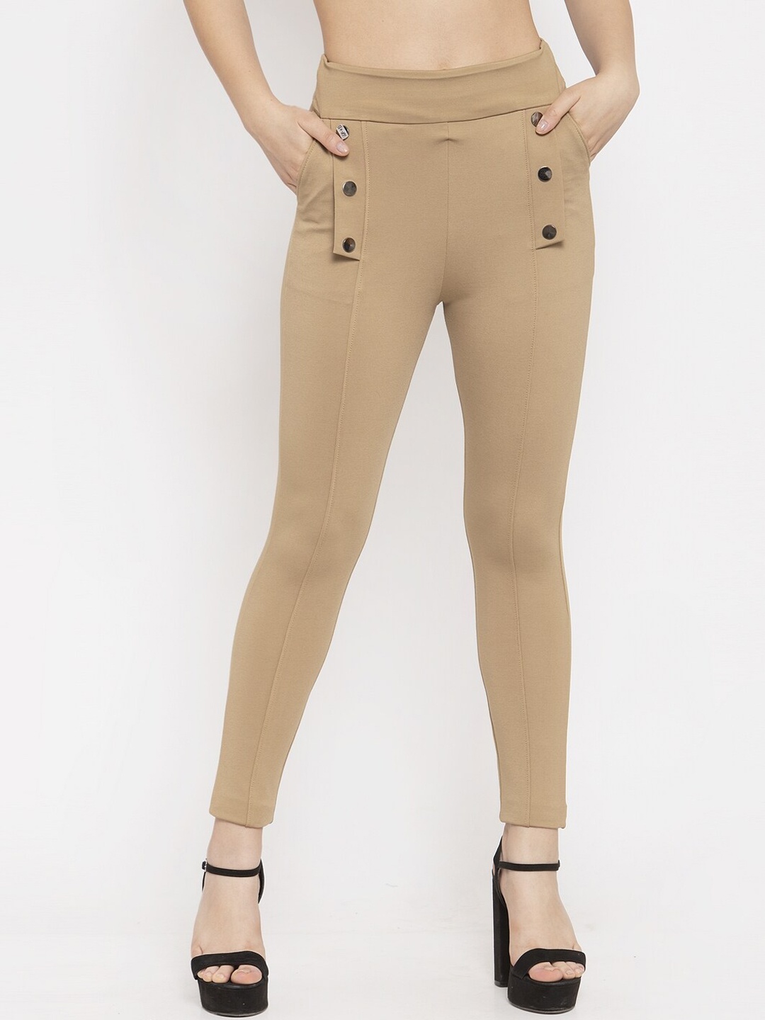 

Clora Creation Women Beige Solid Treggings