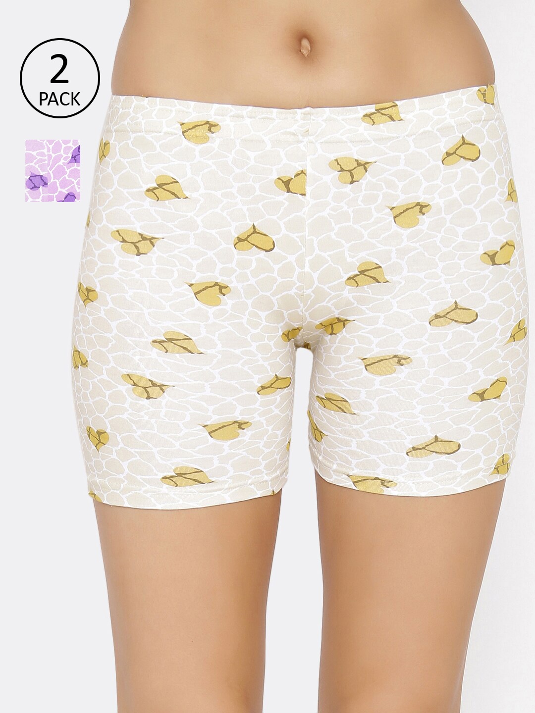 

Lady Lyka Women Pack Of 2 Printed Boy Shorts C-SHORT-PT-20-21, Purple