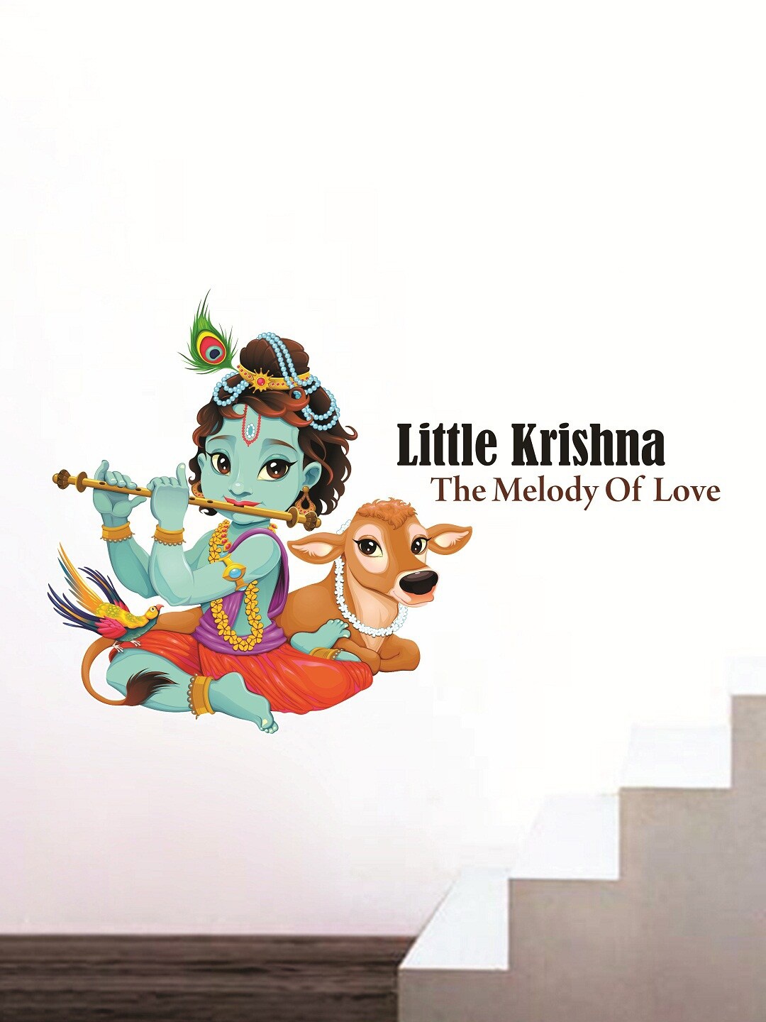 

WALLSTICK Green & Orange Little Krishna Large Vinyl Wall Sticker