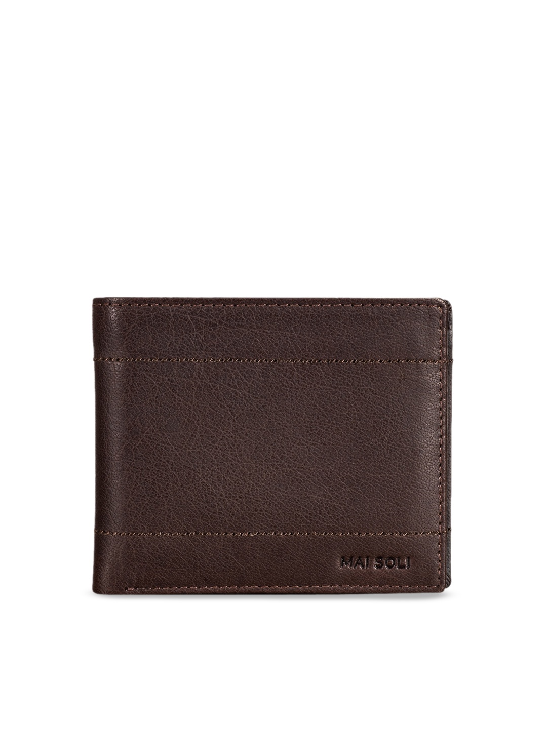 

MAI SOLI Men Brown Solid Leather Slim Bi-Fold Two Fold Wallet