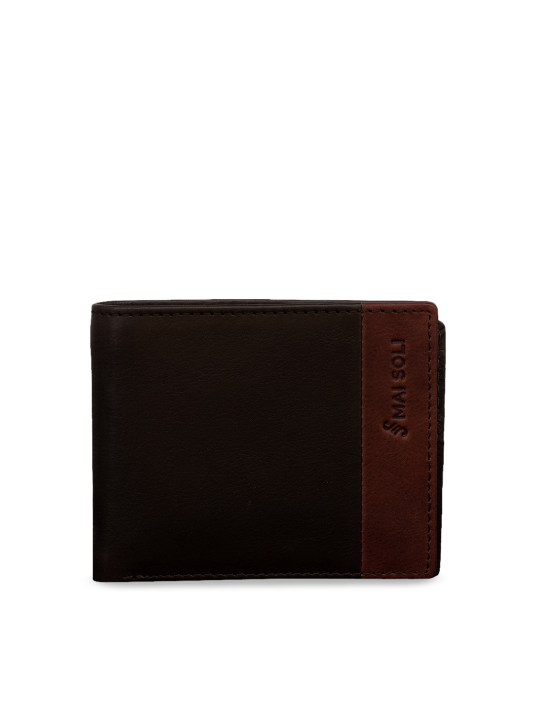 

MAI SOLI Men Brown Solid Leather Slim Bi-Fold Two Fold Wallet