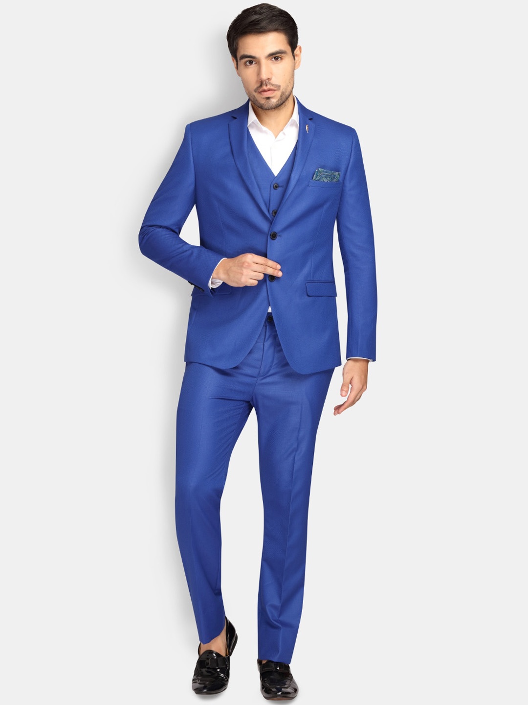 

Theme Men Blue Solid Slim-Fit Single-Breasted Formal Suit