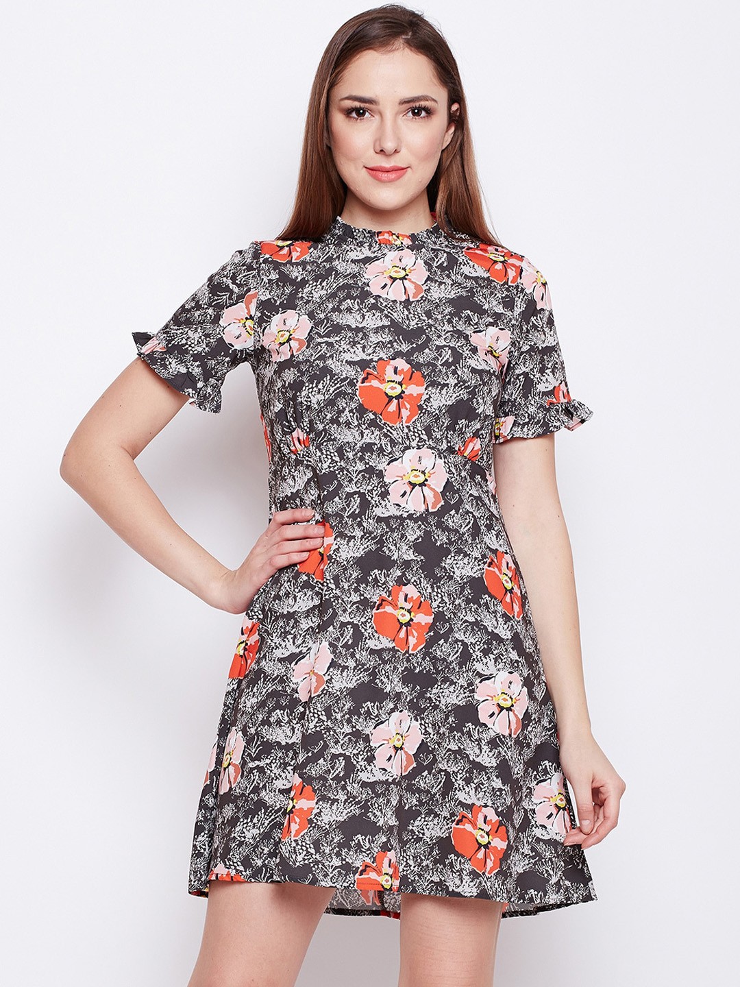 

Oxolloxo Women Multicoloured Printed A-Line Dress, Multi