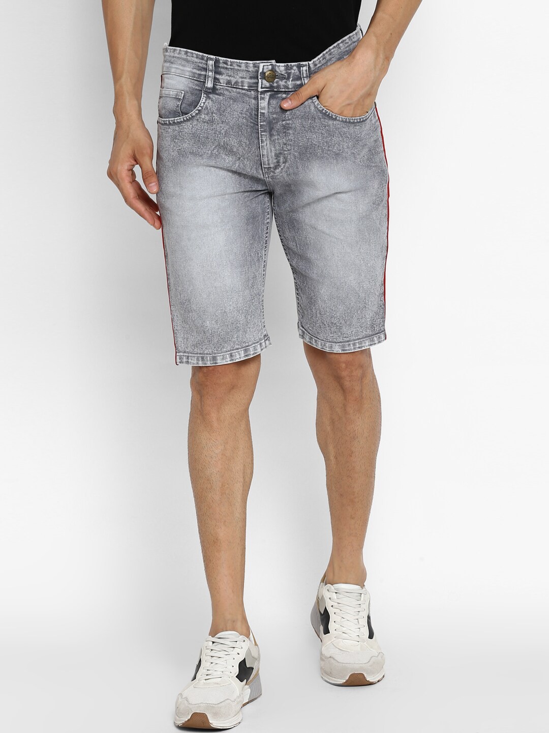 

Urbano Fashion Men Grey Washed Slim Fit Denim Shorts