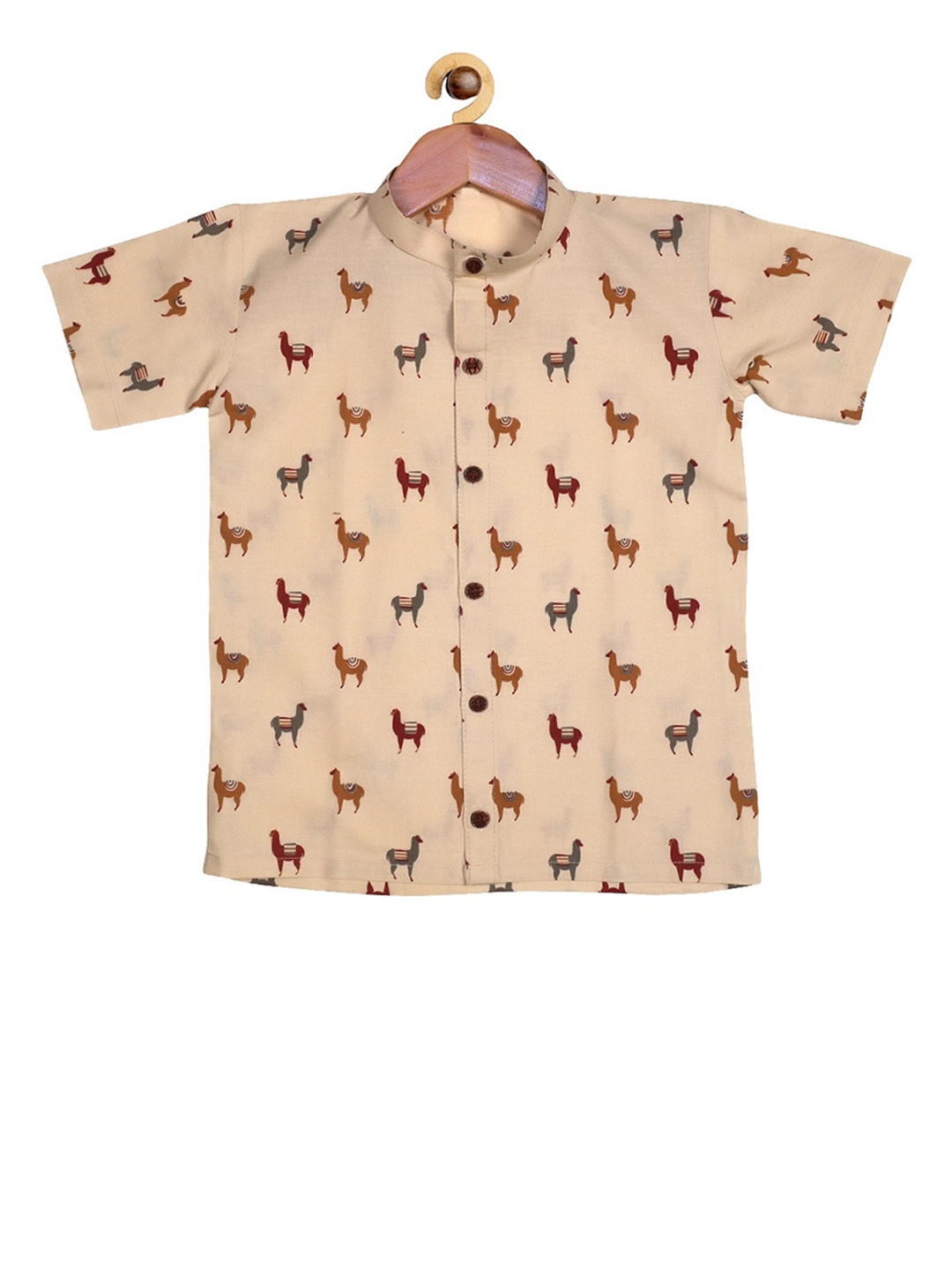 

SOULFULLY INDIAN Boys Beige Regular Fit Printed Casual Shirt with Horse Print