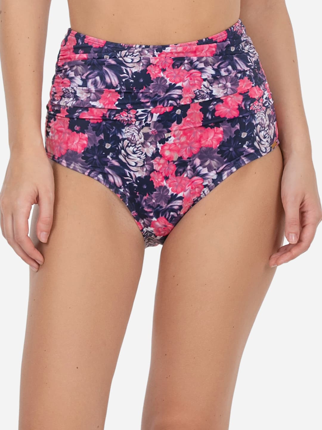 

Amante Women Purple & Pink Printed Side Ruched Bikini Bottom SWB17618