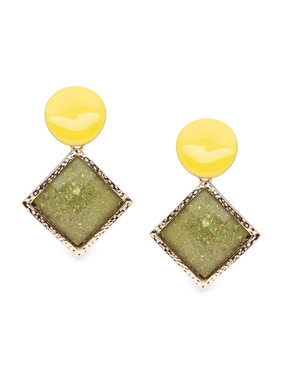 

Globus Yellow & Green Geometric Drop Earrings