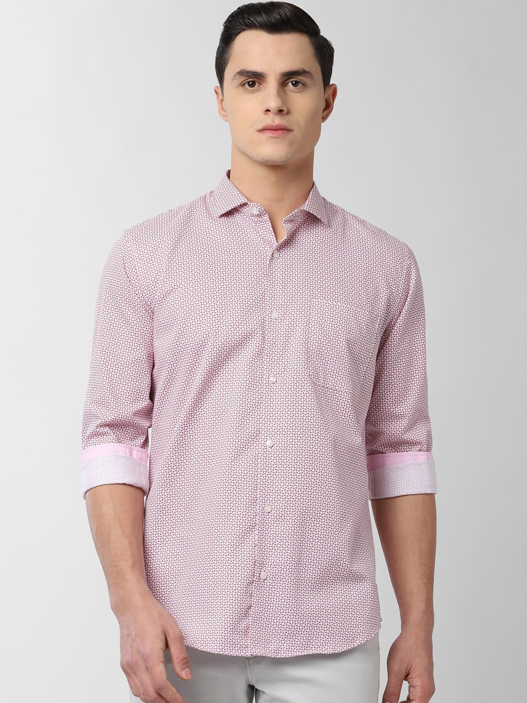 Peter England Men Red Slim Fit Printed Casual Shirt