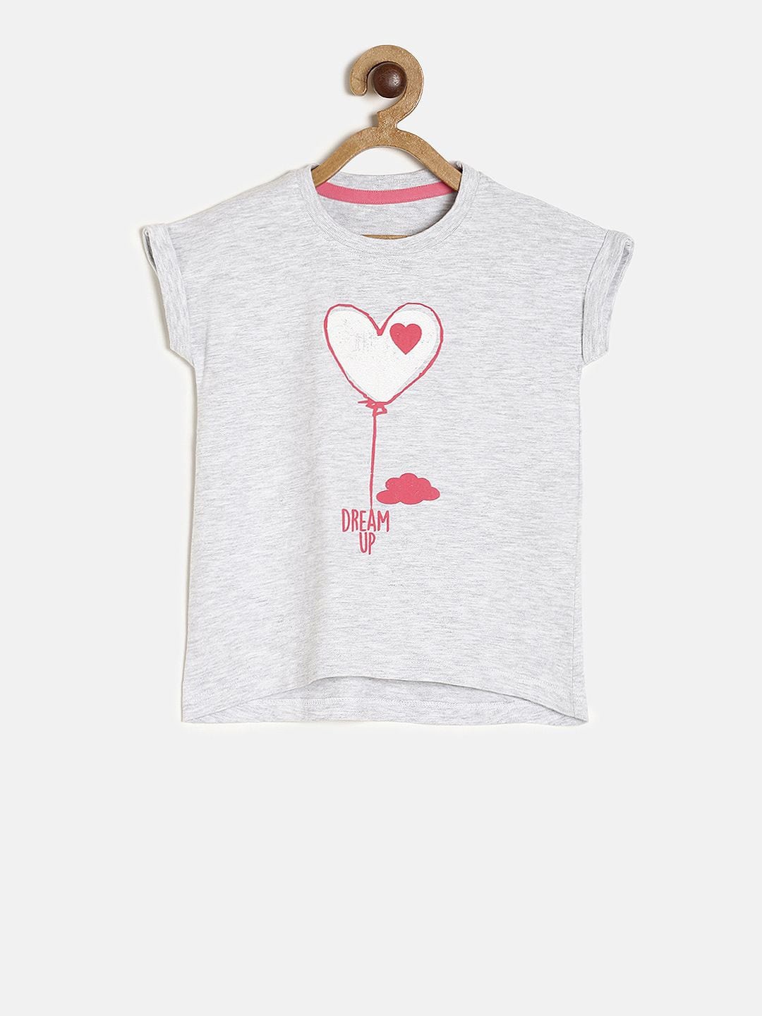 

MINI KLUB Girls Grey Printed Pure Cotton Top