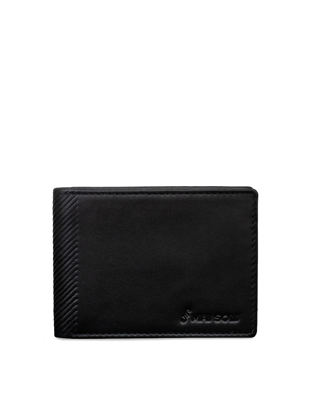 

MAI SOLI Men Black Solid Genuine Leather Two Fold Wallet