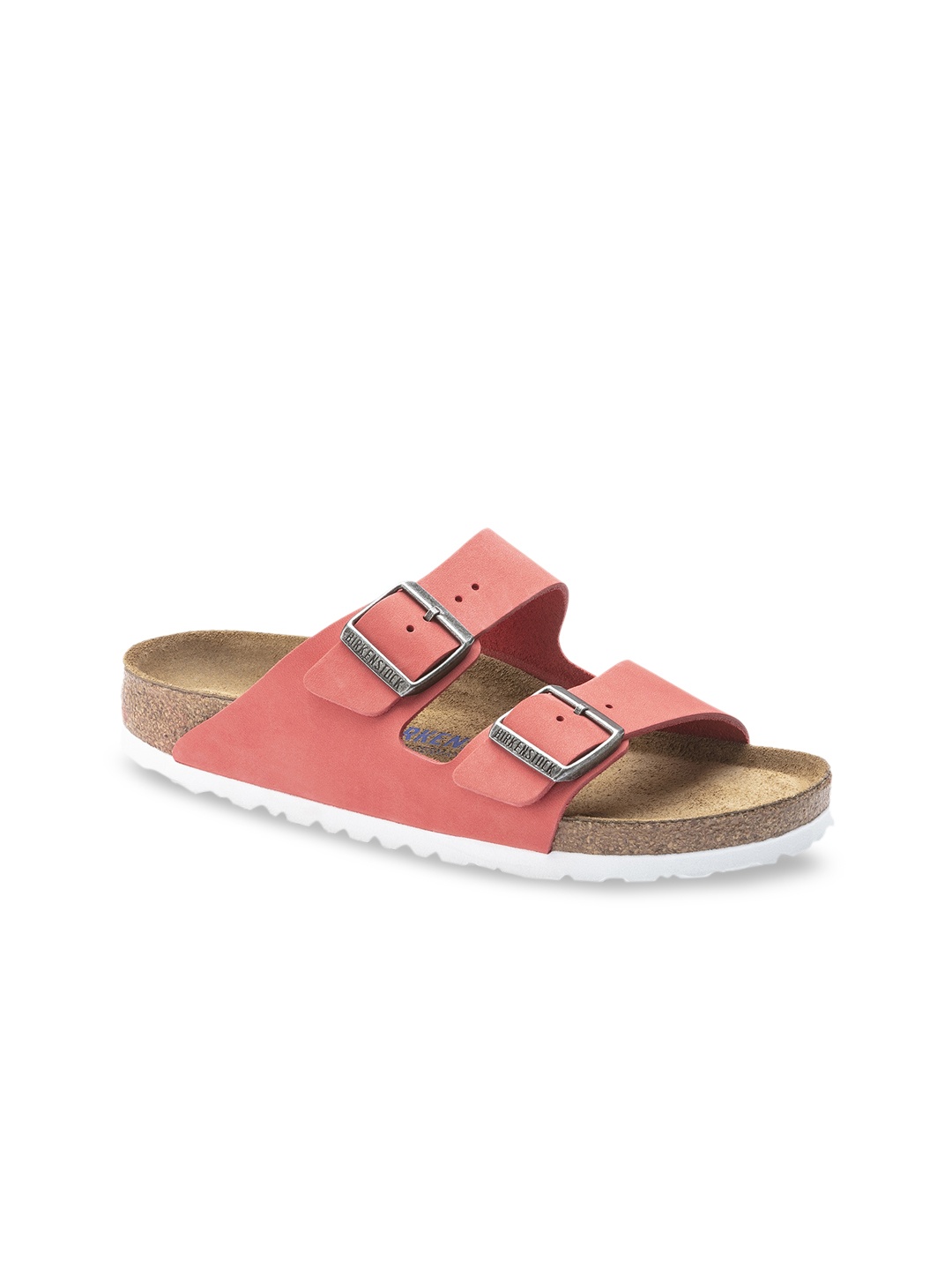 

Birkenstock Women Coral Solid Arizona Narrow Width Flats
