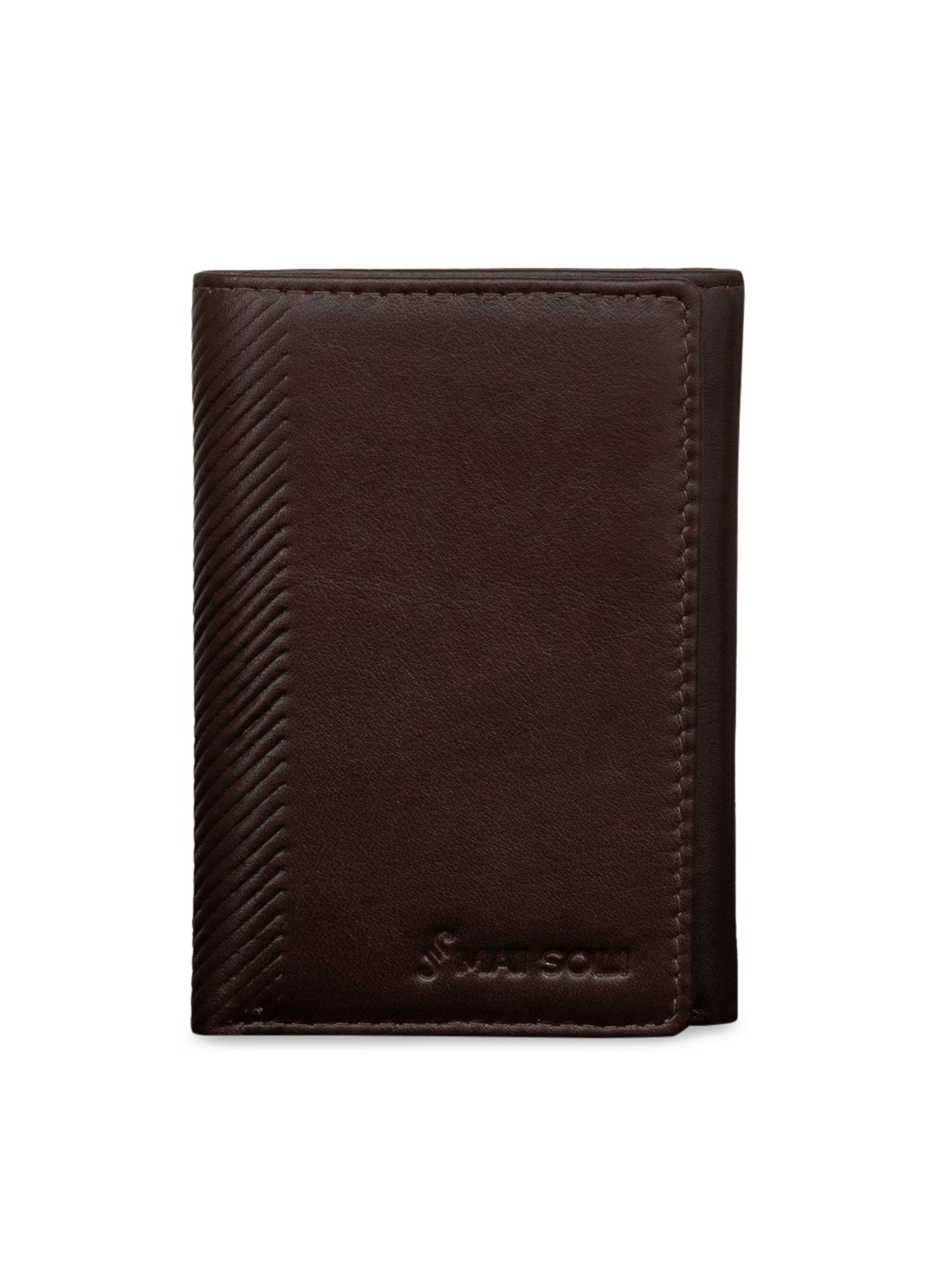 

MAI SOLI Men Brown Solid Leather Three Fold Wallet