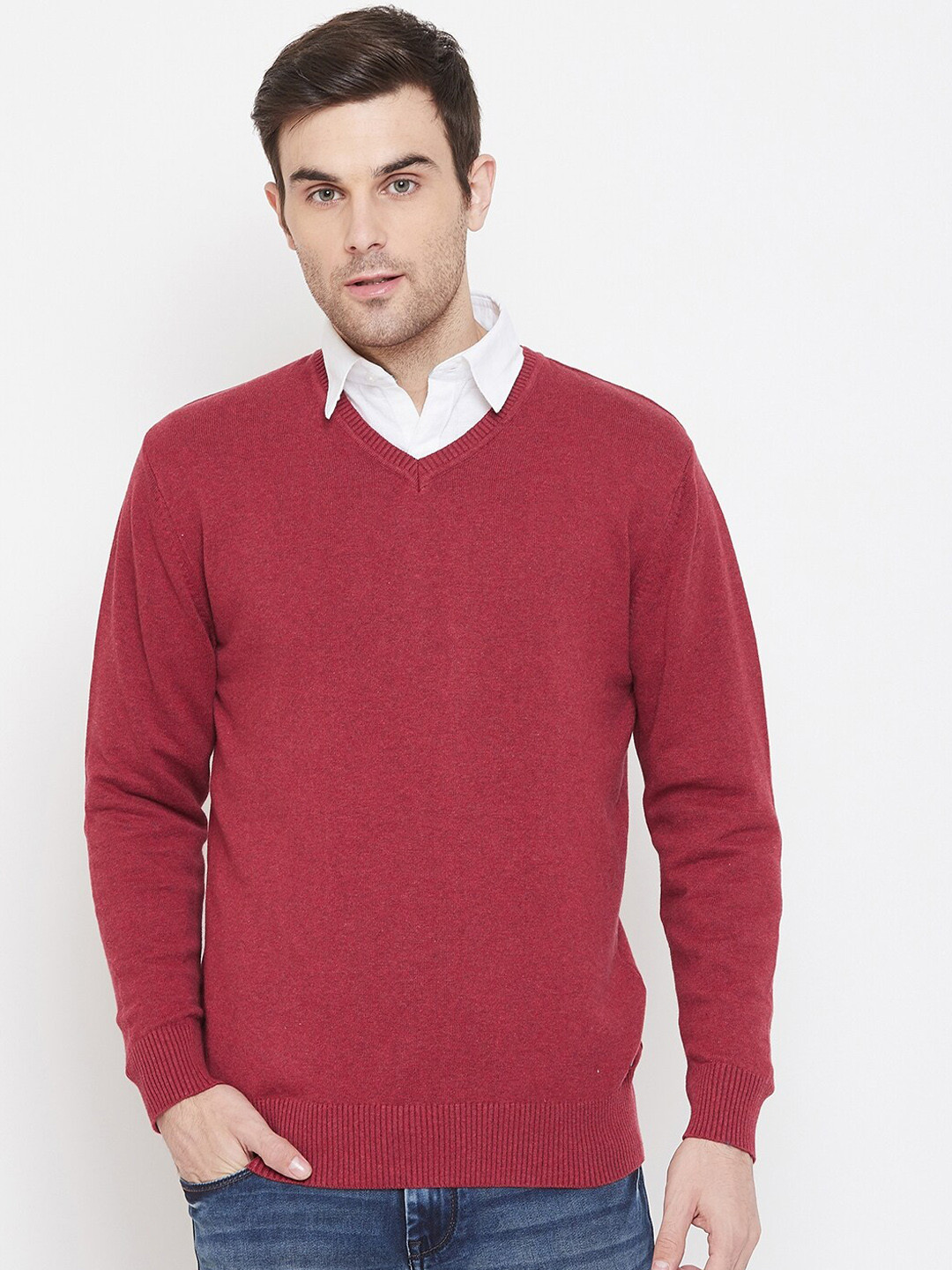 

Crimsoune Club Men Red Solid Pullover Sweater