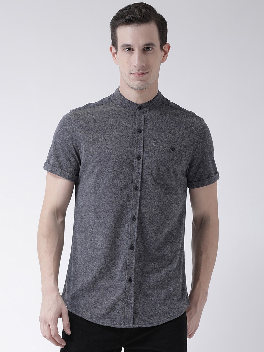 

Club York Men Charcoal Regular Fit Solid Casual Shirt