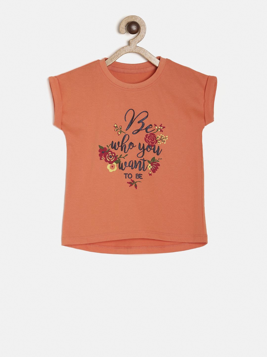 

MINI KLUB Girls Coral Printed Pure Cotton Top