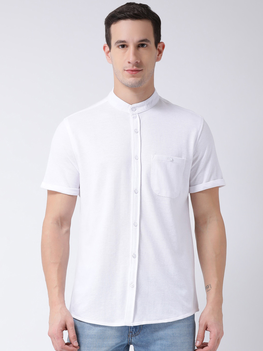 

Club York Men White Regular Fit Solid Casual Shirt