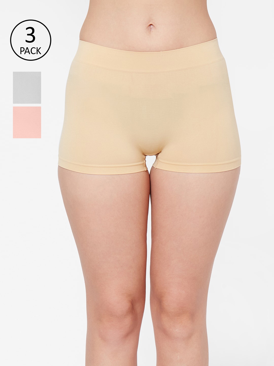 

FashionRack Women Pack of 3 Boy Shorts 4603PW, Beige