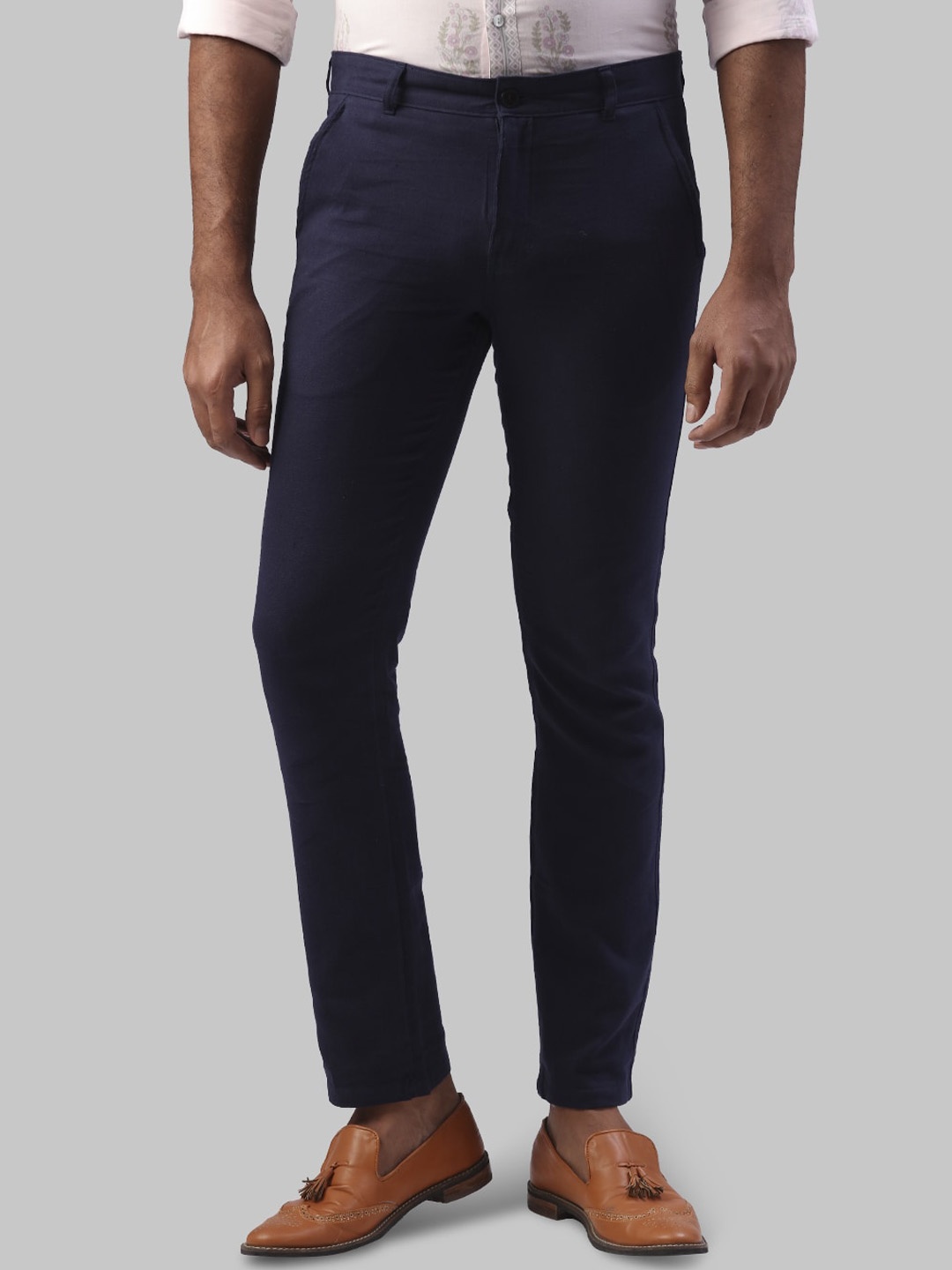 

Raymond Men Navy Blue Slim Fit Solid Regular Trousers